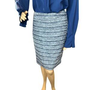 LOFT Tweed Pencil Skirt in Black/White Marled Size 0